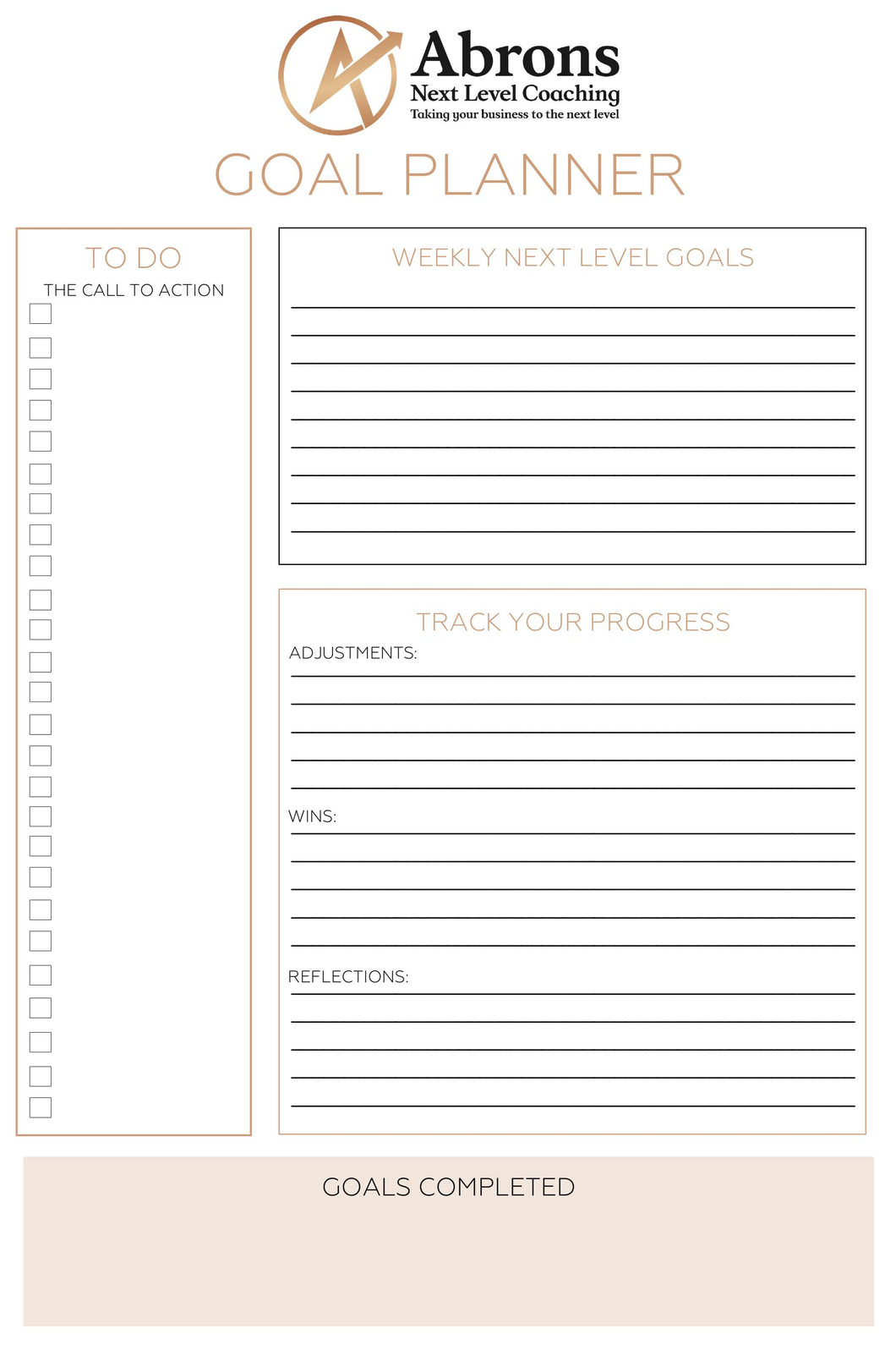 Weekly Action Plan Worksheet
